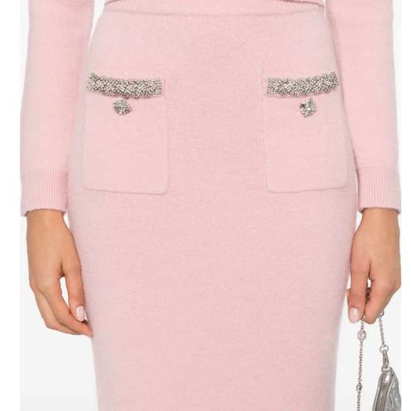 Self-Portrait Blush Pink knit Pencil Skirt size M - Picture 5 of 11